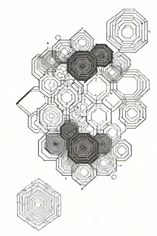 hexagon black map outline tattoo design idea