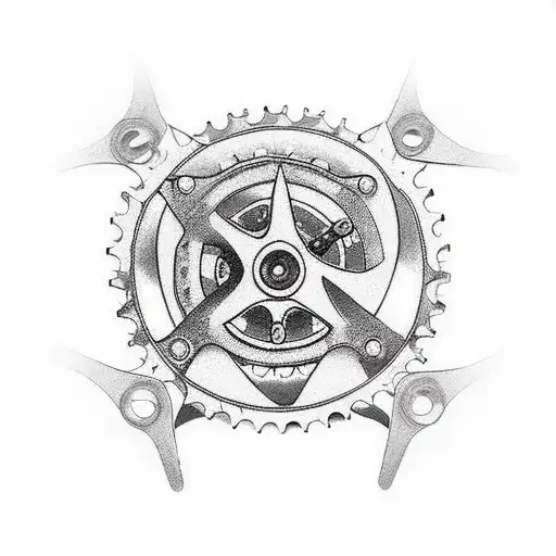 bycicle front sprocket with bicycle chain tattoo design idea