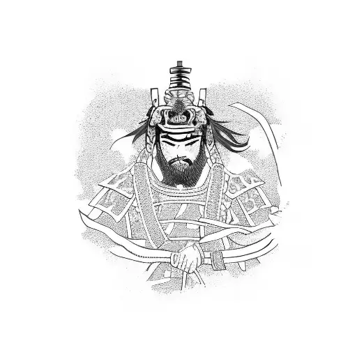 samurai in autumn tattoo design idea