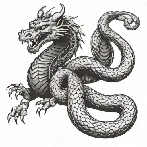 ox dragon and snake wrapped tattoo design idea