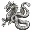 ox dragon and snake wrapped tattoo design idea