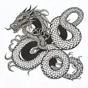 ox dragon and snake wrapped tattoo design idea