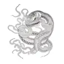 serpiente luna y flores tattoo design idea