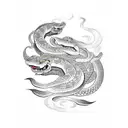 serpiente luna y flores tattoo design idea