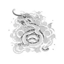 serpiente luna y flores tattoo design idea