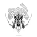 Create a tattoo design inspired by the iconic Evangelion mech eva-01 in a dotwork style tattoo design idea