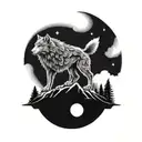 A mechanical wolf howling at the moon, symbolizing strength and loyalty tattoo design idea