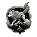 A mechanical wolf howling at the moon, symbolizing strength and loyalty tattoo design idea