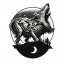 A mechanical wolf howling at the moon, symbolizing strength and loyalty tattoo design idea