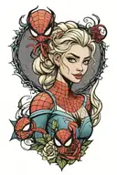 Elsa with Spider-Man  tattoo design idea