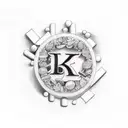 Jellybean with the initials K T in the middle tattoo design idea