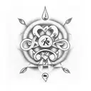 Jellybean with the initials K T in the middle tattoo design idea