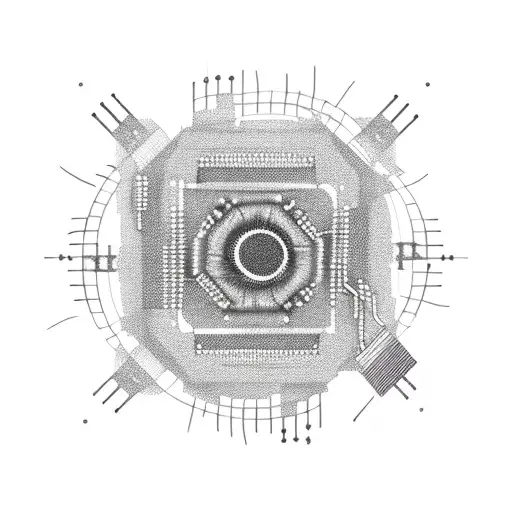 computer chip with wires tattoo design idea