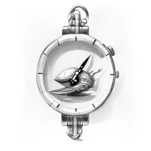 knife and broken wrist watch tattoo design idea