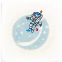 Astronaut floating in outer space, with computer-related items floating around tattoo design idea