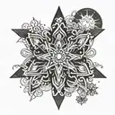 Stars Sun Snowflake tattoo design idea