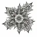 Stars Sun Snowflake tattoo design idea