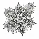 Stars Sun Snowflake tattoo design idea