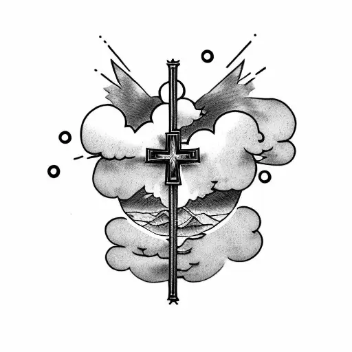 tattoo with a cross and clouds and a angle for a gradma who passed away tattoo design idea