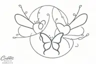 Design a minimalist tattoo of a butterfly and heart intertwined, showcasing the idea that imperfection is beautiful tattoo design idea