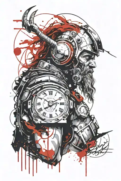 Space Viking with roman numeral 24 subtly incorporated tattoo design idea