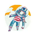 An astronaut floating in space, surrounded by Gorillaz album covers tattoo design idea