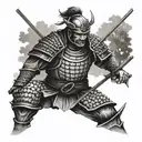 samurai warrior in a garden tattoo design idea