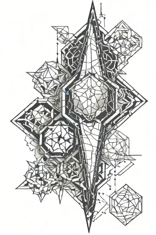 dagger hexagon fore arm sleeve tattoo design idea