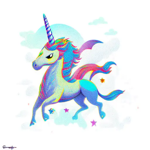 Griffin fighting Unicorn in color tattoo design idea