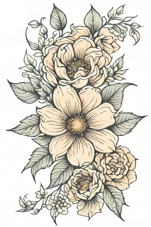 birth flower January, March, June, July, August, September, november tattoo design idea