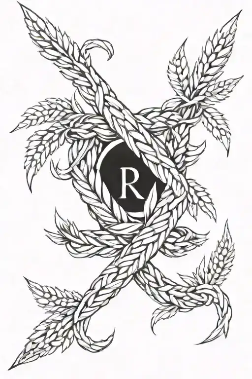  the ‘berkana’ rune with wheat wrapped around and intertwining seamlessly integrates with the berkana rune tattoo design idea