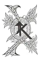  the ‘berkana’ rune with wheat wrapped around and intertwining seamlessly integrates with the berkana rune tattoo design idea