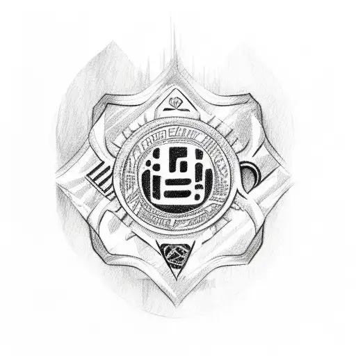 Sketch of a Jiu Jitsu gi with legal symbols incorporated tattoo design idea