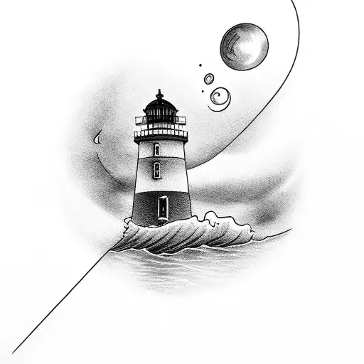 lighthouse ending in anchor tattoo design idea