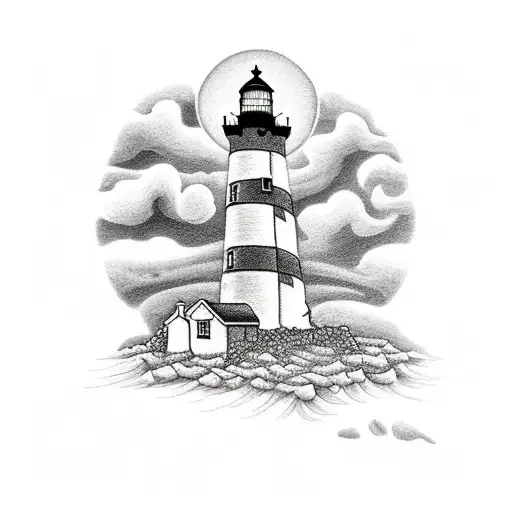 lighthouse ending in anchor tattoo design idea