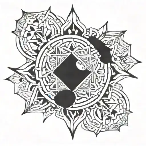 Create a geometric pattern inspired by the Sudarshan chakra tattoo design idea