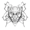 panther outline and spider tattoo design idea
