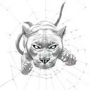 panther outline and spider tattoo design idea