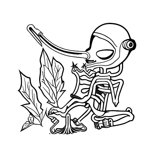 alien smoking weed tattoo design idea