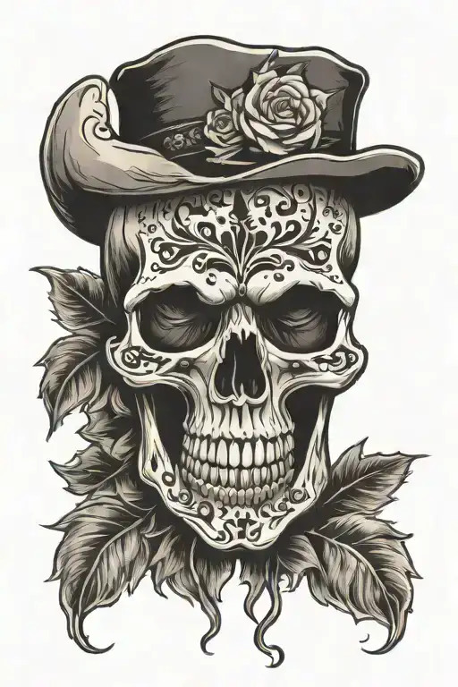 gothic western skull tattoo design idea