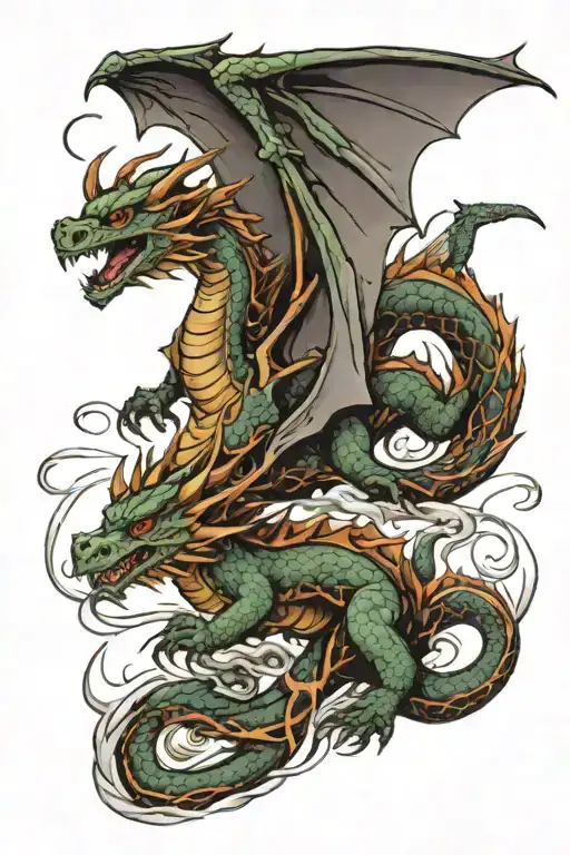 dragon flying tattoo design idea