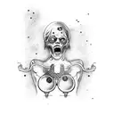  libra balance scales with zombie woman tattoo design idea