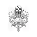  libra balance scales with zombie woman tattoo design idea