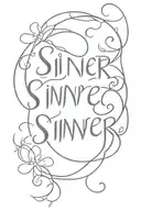 sinner written tattoo design idea