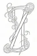 sinner written vertically tattoo design idea