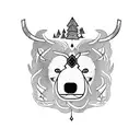 camping/ forest axe viking bear tattoo design idea