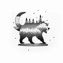 camping/ forest axe viking bear tattoo design idea