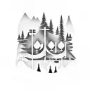 camping forest  runes tattoo design idea