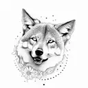 loba com família flores alecrim  tattoo design idea