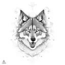 loba com família flores alecrim  tattoo design idea